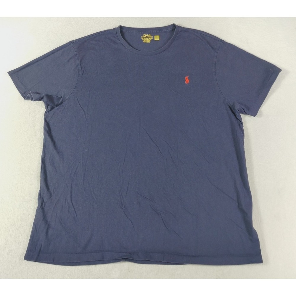 Polo Ralph Lauren Shirt Mens 2XL Blue Custom Slim Fit Pony Logo Tee Preppy